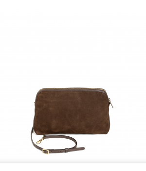 Nubuck crossbody brun