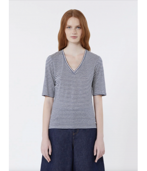 Stribet hør T-shirt