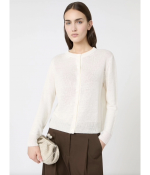 Strikket hør cardigan Ecru