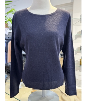 Cashmere rund-hals Marine blå