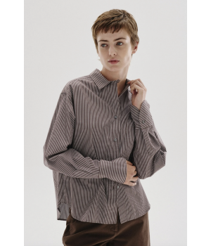 Poplin skjorte brun
